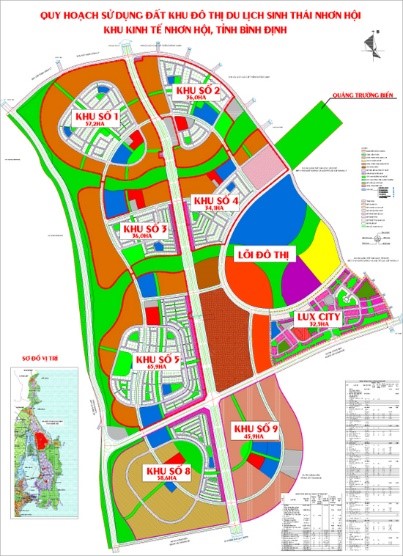 Bản đồ Quy hoạch sử dụng đất Khu Đô thị du lịch sinh thái Nhơn Hội, Bình Định