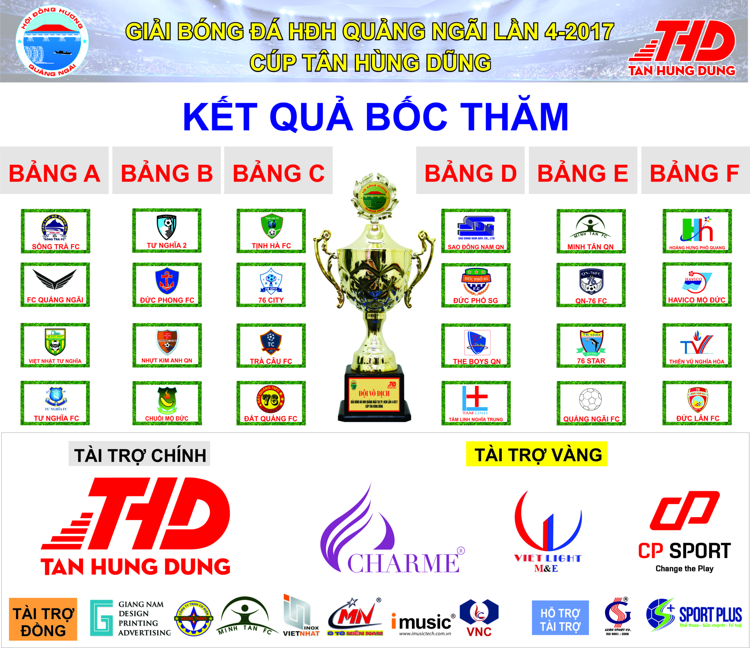 Bốc thăm Giải bóng đá HĐH Quảng Ngãi lần 4-2017 cúp TÂN HÙNG DŨNG